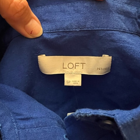 Loft Women's Front Tie Linen Blend Button Down Top Size Small Petite - Picture 9 of 9